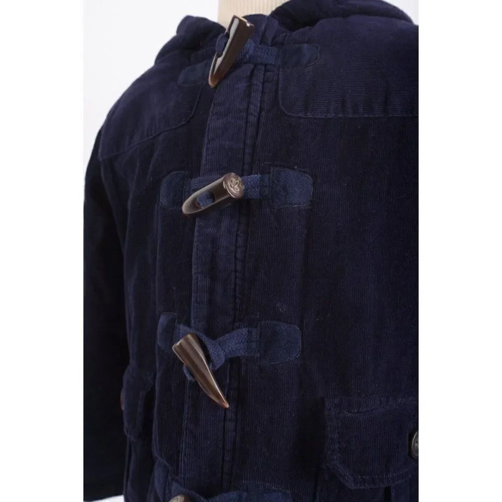 Gymboree Kids Toddler Toggle Coat 2T Corduroy Fleece lined Navy Blue Hooded